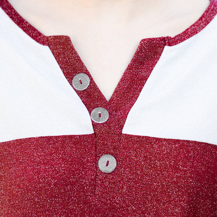 50029 - Game Day Shimmery Top with Accent Buttons- Burgundy