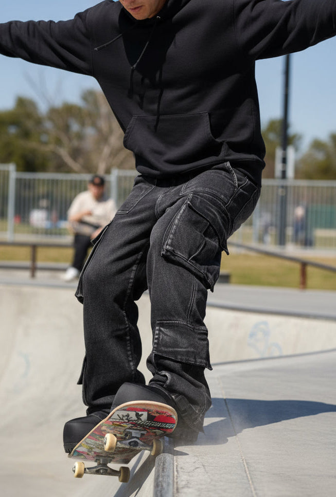 AT Wide Leg Faded Black Cargo