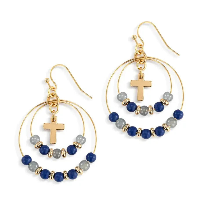 Beaded Prayer Earrings - Indigo