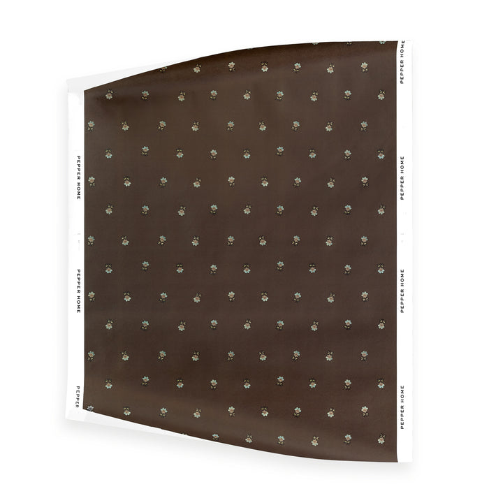 Betty Chocolate floral wallpaper, made to order in the USA with short lead times