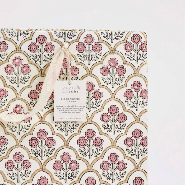 Block Printed Gift Bags (Large) - Pink Earth - Magnolia Lane co. Home + Garden + Gift