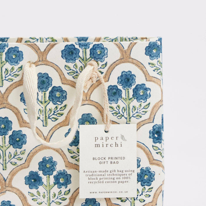 Block Printed Gift Bags (Small) - Indigo - Magnolia Lane co. Home + Garden + Gift