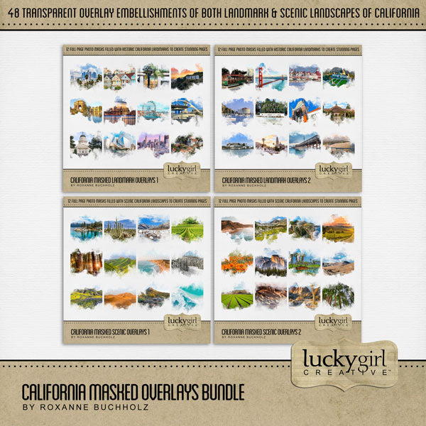 California Masked Scenic Overlays 2 Digital Scrapbook Kit