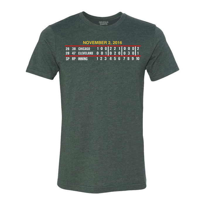 Chicago Cubs vs. Cleveland Indians Game 7 Scoreboard Obvious T-Shirt