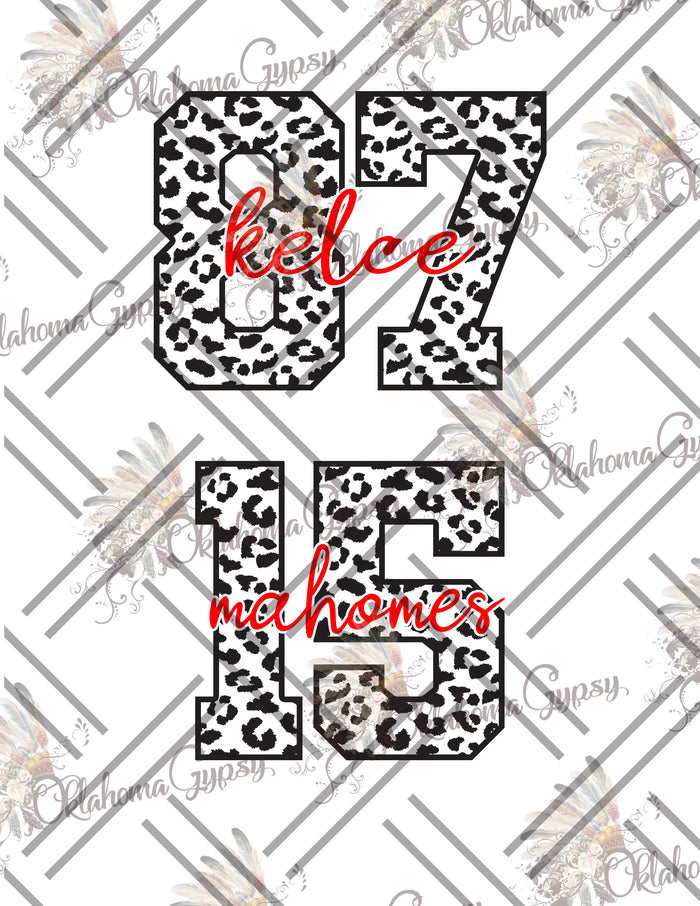 Chiefs Leopard Football Numbers Digital File