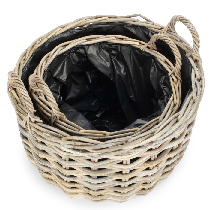 Curved Base Rattan Planter With Plastic Lining