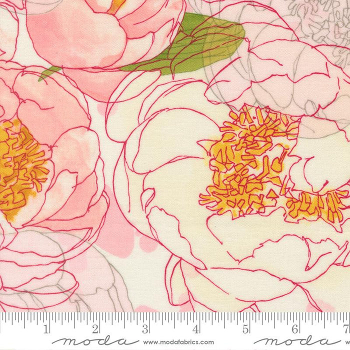 Darling Peony Cream- Fat Quarter