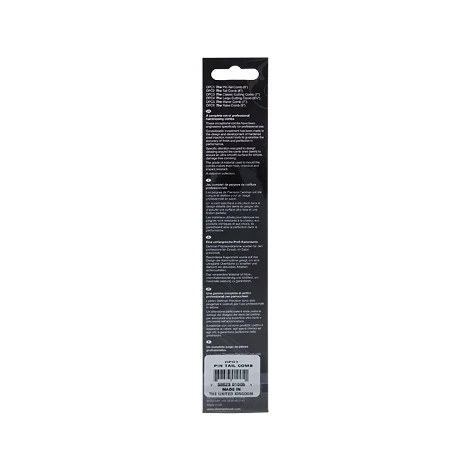 Denman DPC1 Precision Pin Tail Metal Handle 213mm Black Comb