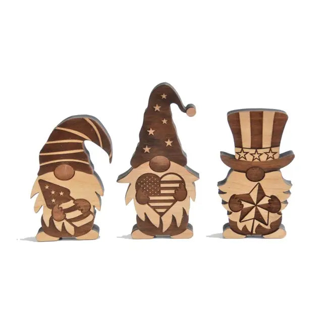 Engraved 4th of July Gnome Wood Cutout - Americana