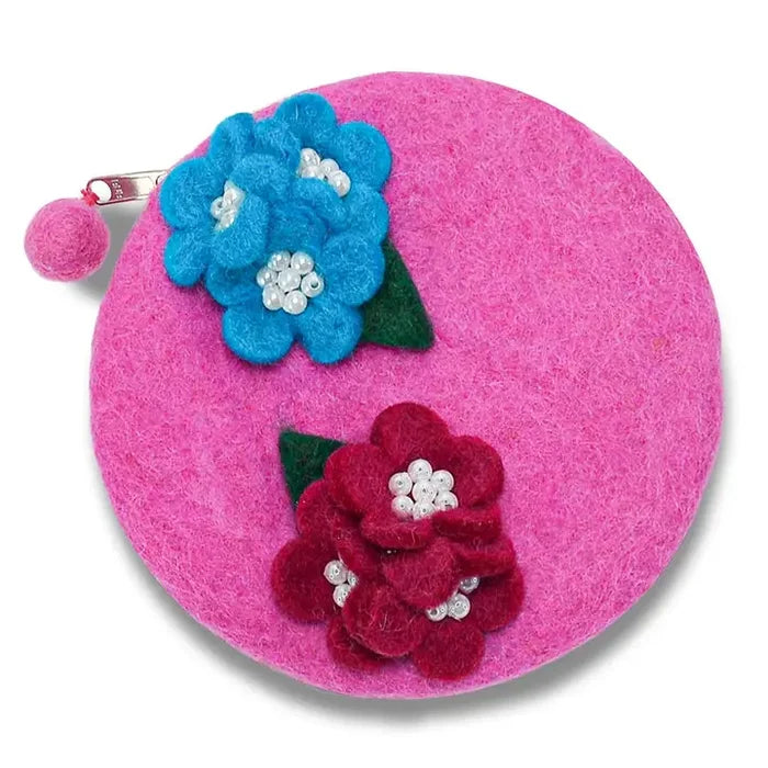 Flower Bunch with Beads Round Coin Purse