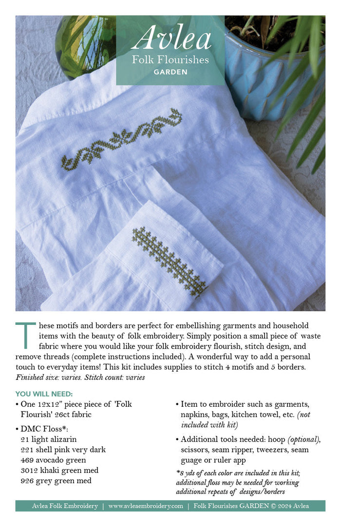 Folk Flourish Garden cross stitch folk embroidery kit