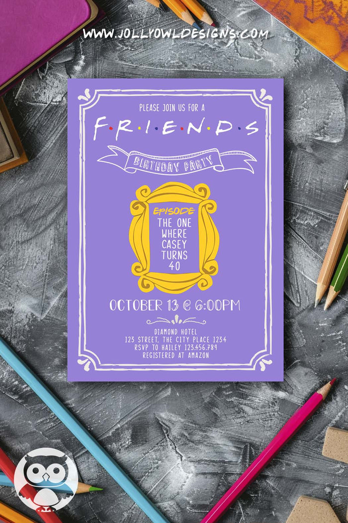FRIENDS TV Show Party Invitation - Jolly Owl Designs