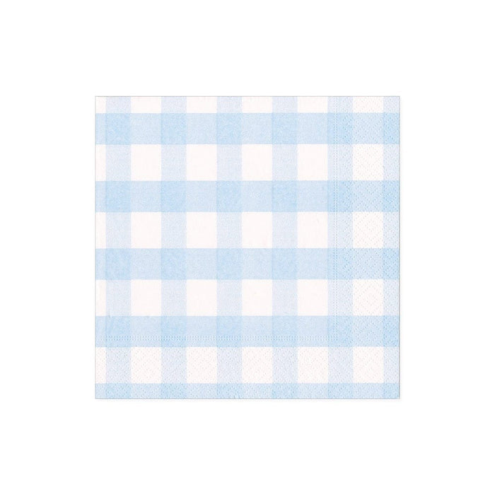 Gingham Light Blue Beverage Napkins