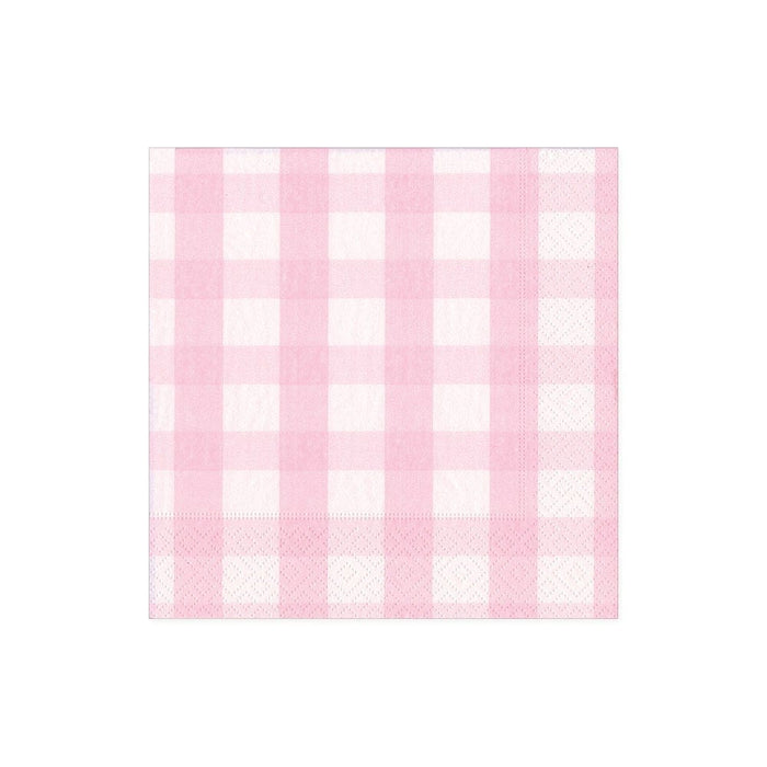 Gingham Pink Beverage Napkins