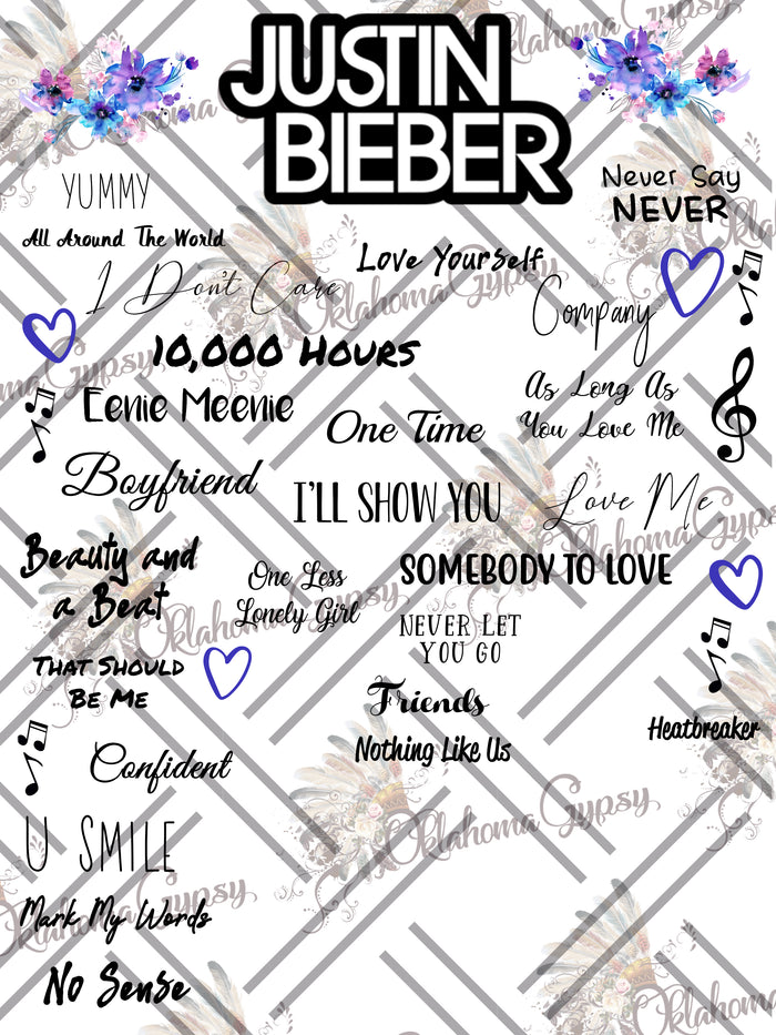 Justin Bieber Inspired Top Hits Digital File
