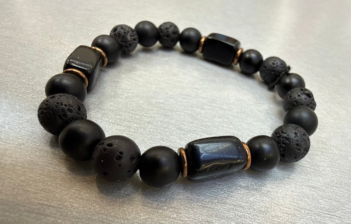 Lava Rock & Black Onyx Stretch Bracelet