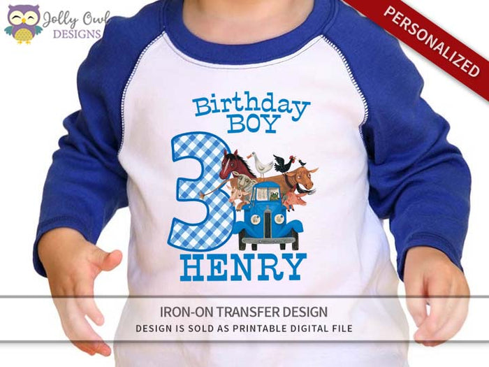 Little Blue Truck Personalized Iron On Transfer Shirt Design / Birthday Shirt / Age 1, 2 & 3