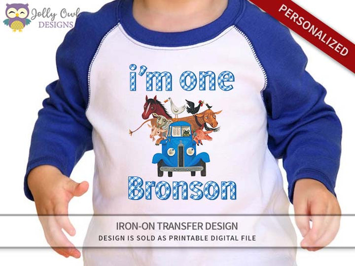 Little Blue Truck Personalized Iron On Transfer Shirt Design / Birthday Shirt / For Age 1