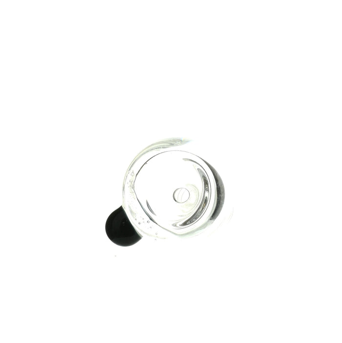 Side view of Mathematix clear bubble 14mm glass bowl with single dot - Smoke Spot