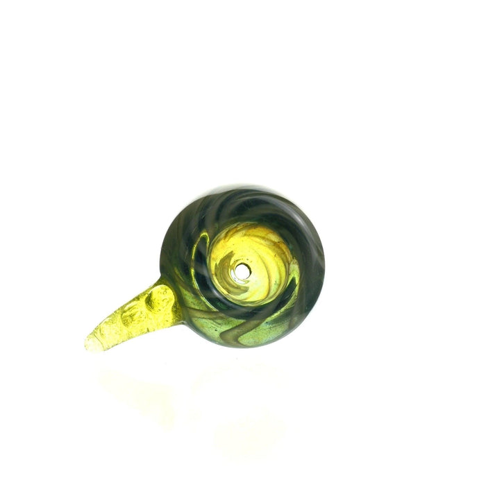 Close-up of Colored Hook on Mathematix Reversal Bowl 14mm Glass Bowl