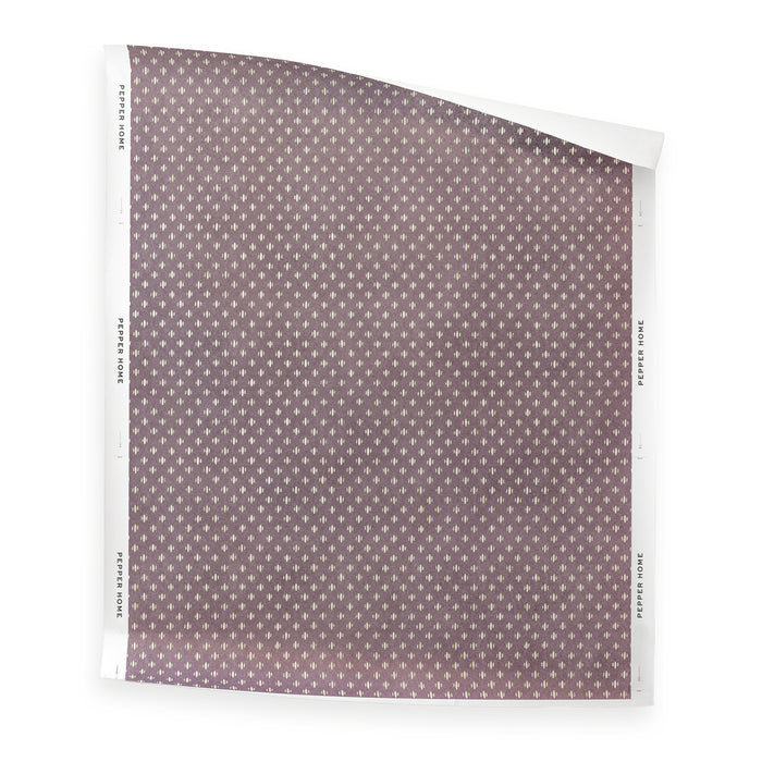 Maude Plum wallpaper with a delicate repeating floral pattern, made to order in the USA with short lead times