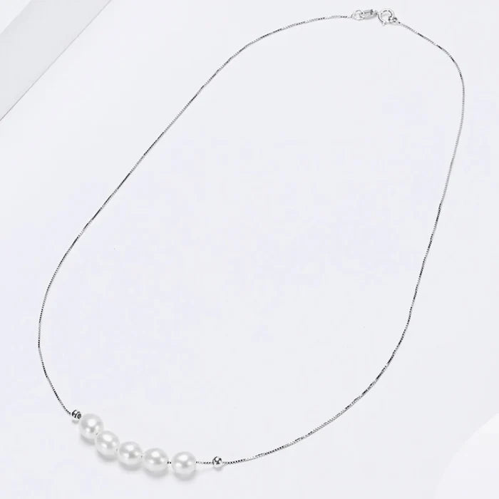 Wedding Jewelry - Natural Pearl 925 Sterling Silver Bridal Necklace