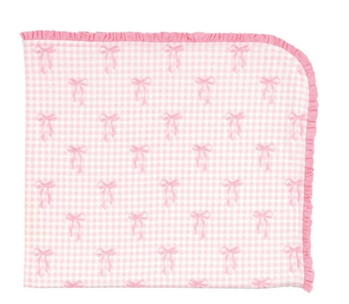 Mud Pie Gingham Bow Arrival Blanket