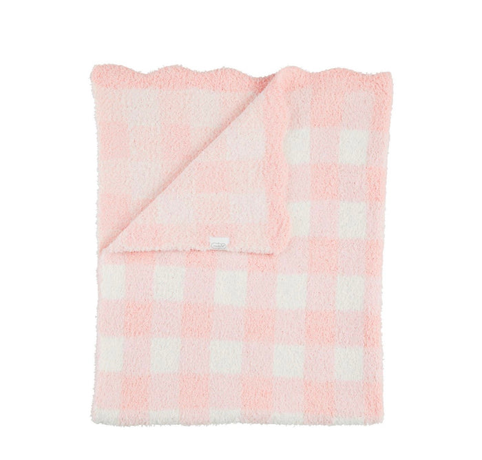 Mud Pie Pink Gingham Chenille Blanket