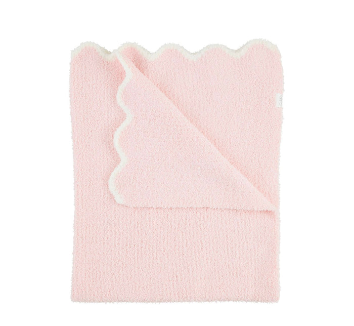 Mud Pie Pink Scallop Chenille Blanket
