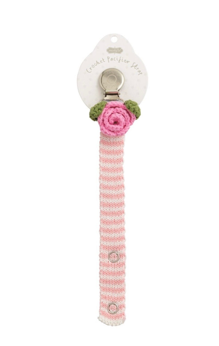 Mud Pie Rose Crochet Paci Clip