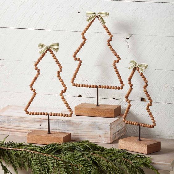 Mud Pie Small Wood Beaded Tree in Brown | Mango Wood