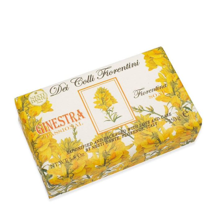 Nesti Dante Broom Soap 250 g with yellow flowers, rectangular bar package.