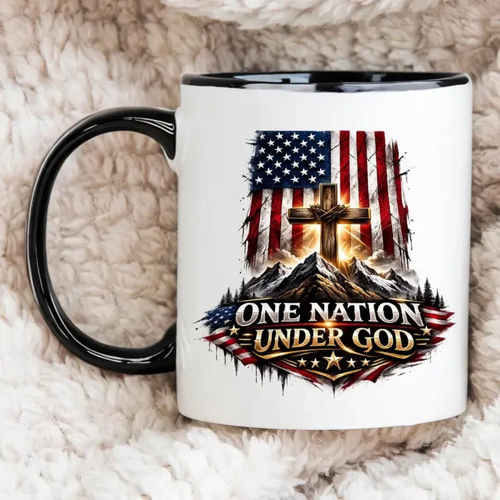 One Nation Under God Mug, Christian Patriotic Coffee Cup