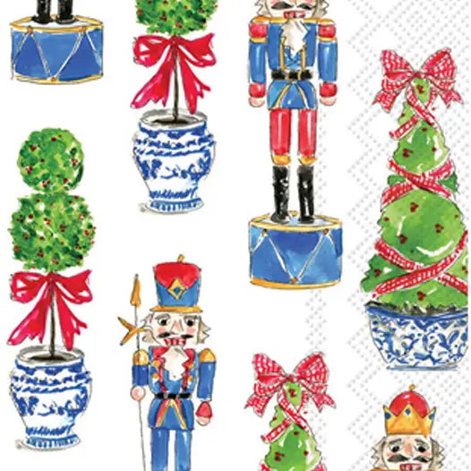 Paper Guest Towels Set/16 Nutcrackers and Topiary Christmas