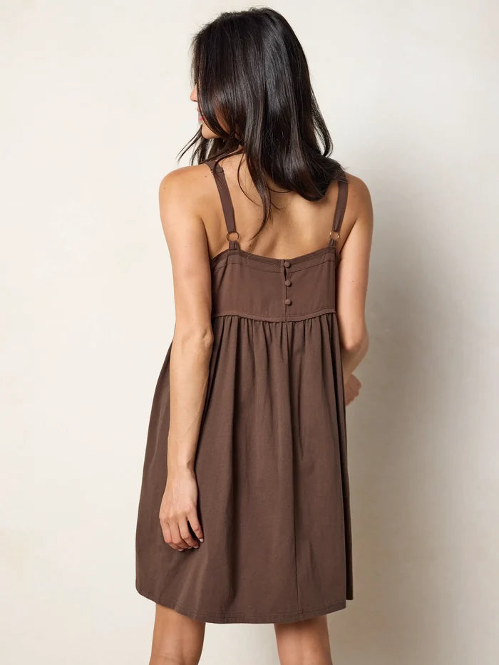 Patti Embroidered Mini Dress - Brown-view 7
