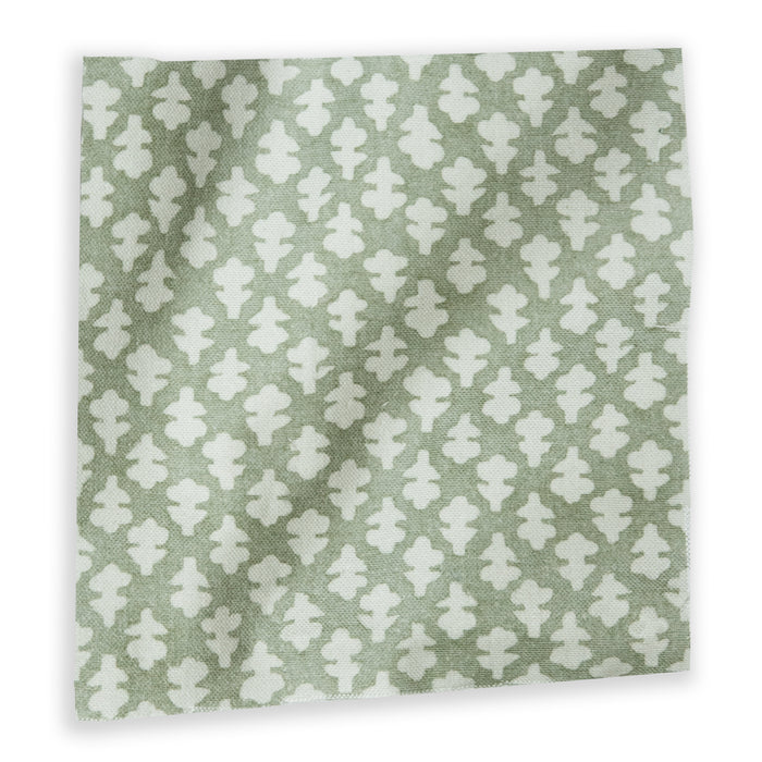 Quinn Eucalyptus Printed Cotton Cafe Curtain, made to order and manufactured in USA with short lead times