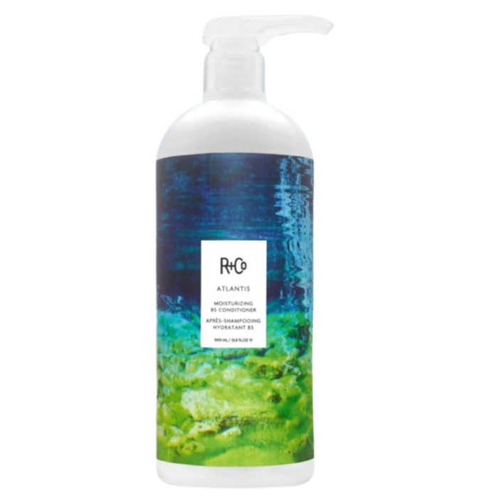 R+Co ATLANTIS Conditioner, moisturizing B5 conditioner, hydrating conditioner for dry hair, liter size R+Co, anti-frizz conditioner, split end repair conditioner, deep moisture hair conditioner, R+Co professional haircare, conditioner for coarse hair, salon size conditioner