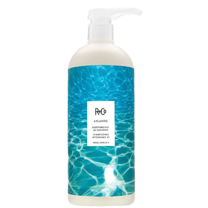 R+Co ATLANTIS Shampoo, hydrating shampoo for dry hair, moisturizing B5 shampoo, salon size shampoo, anti-frizz shampoo, shampoo for sun-damaged hair, R+Co liter shampoo, color-safe shampoo, shine-enhancing shampoo, natural humectant shampoo