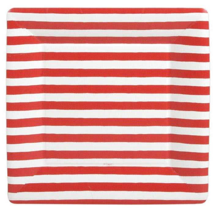 Red and White Stripe Sq Large Plates