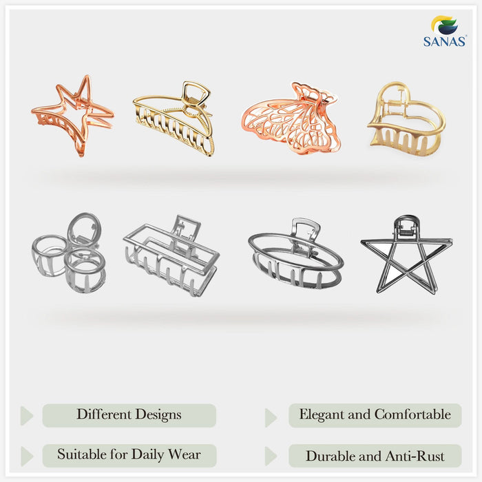 SANAS metal hair clips for office college and daily wear