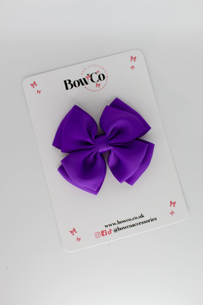 School Bow Purple - Layer Edge Bow - Clip