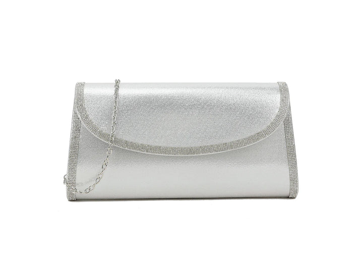 Silver Crystal Shimmer Evening Clutch Bag
