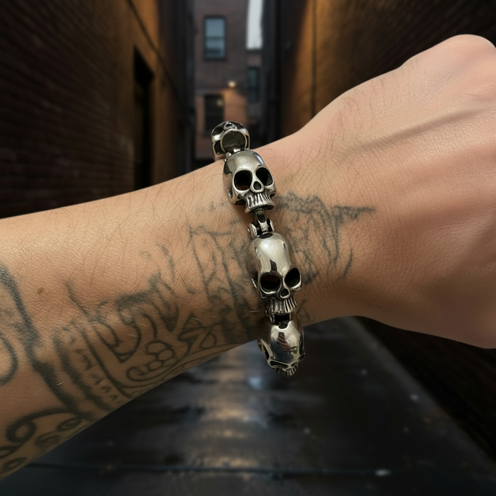 Skull Stack Link Bracelet