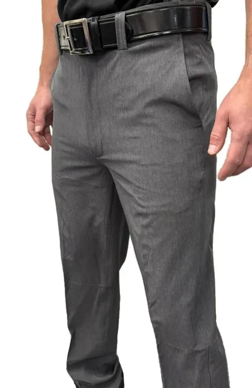 Smitty Tapered Fit Lightweight Flat Front Charcoal Grey Umpire Base Pants with Expander Waistband
