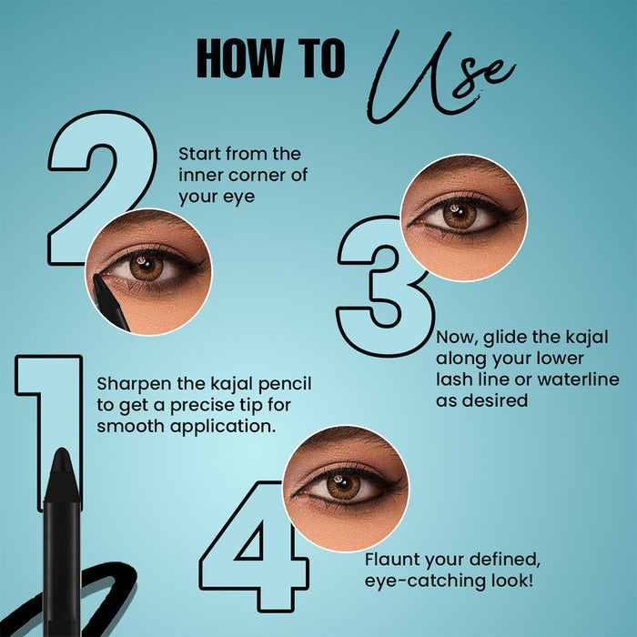 Spring H2O Velvet Shine Kajal Intense Black with Free Sharpener - 1.5gm