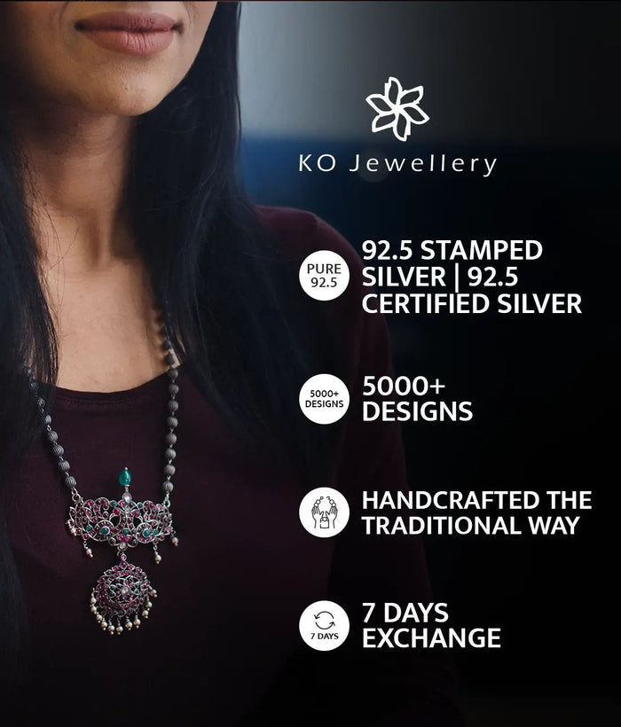 The Aditi Silver Necklace (Oxidised)