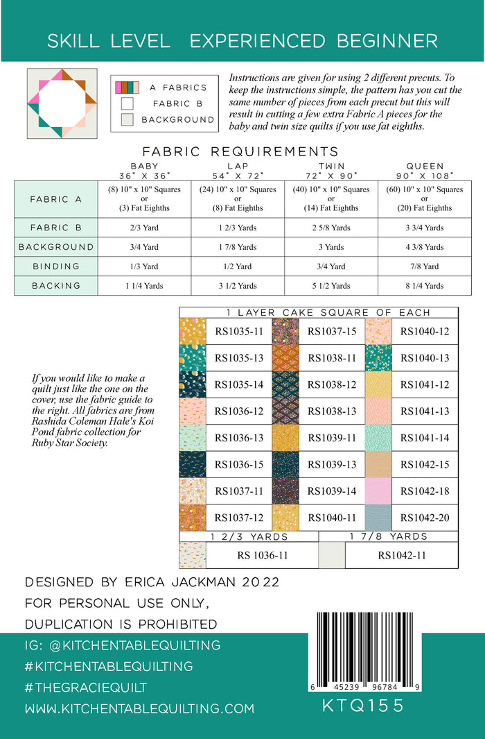 The Gracie Quilt Pattern by Kitchen Table Quilting