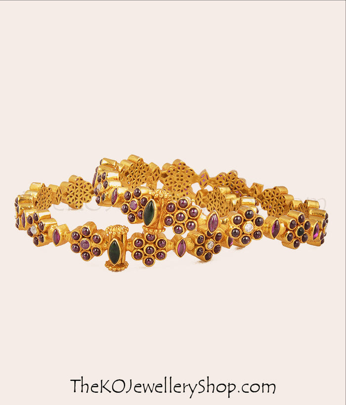 925 sterling silver gold dipped navratna bangles jewellery for women