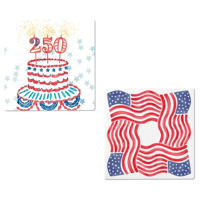 USA 250th Semiquincentennial 4" Square Ceramic Coaster