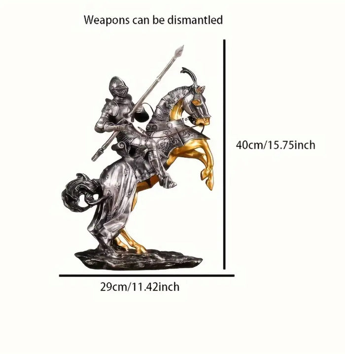 Vintage Templar Knight on Horse Scuplture